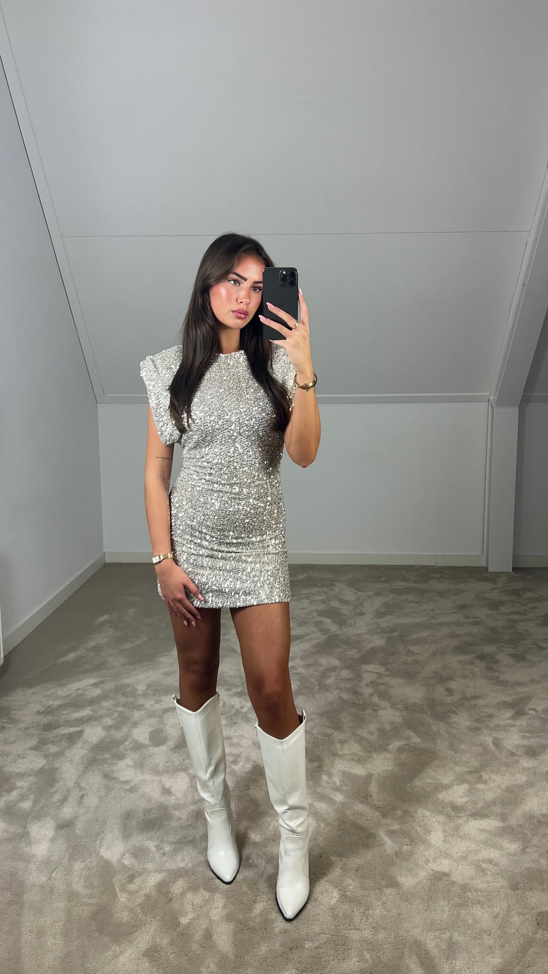 Vayenna | Quilted Sequin Mini Dress