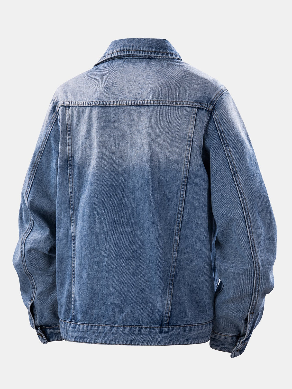 Men's Vintage Washed Denim Jacket – Classic Cotton Button-Up Outerwear with Chest Pockets and Casual Workwear Styling for Spring and Autumn
