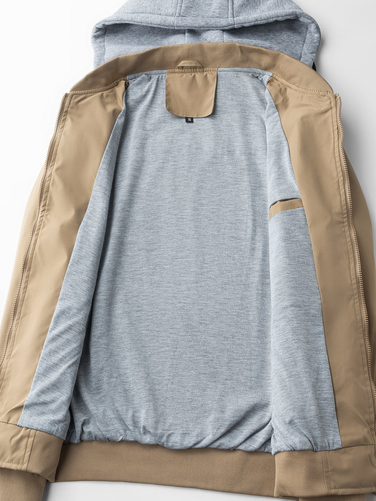 Men's Relaxed Hooded Bomber Jacket – Detachable Drawstring Hood with Zip-Up Front and Ribbed Trims for Casual Autumn Wear
