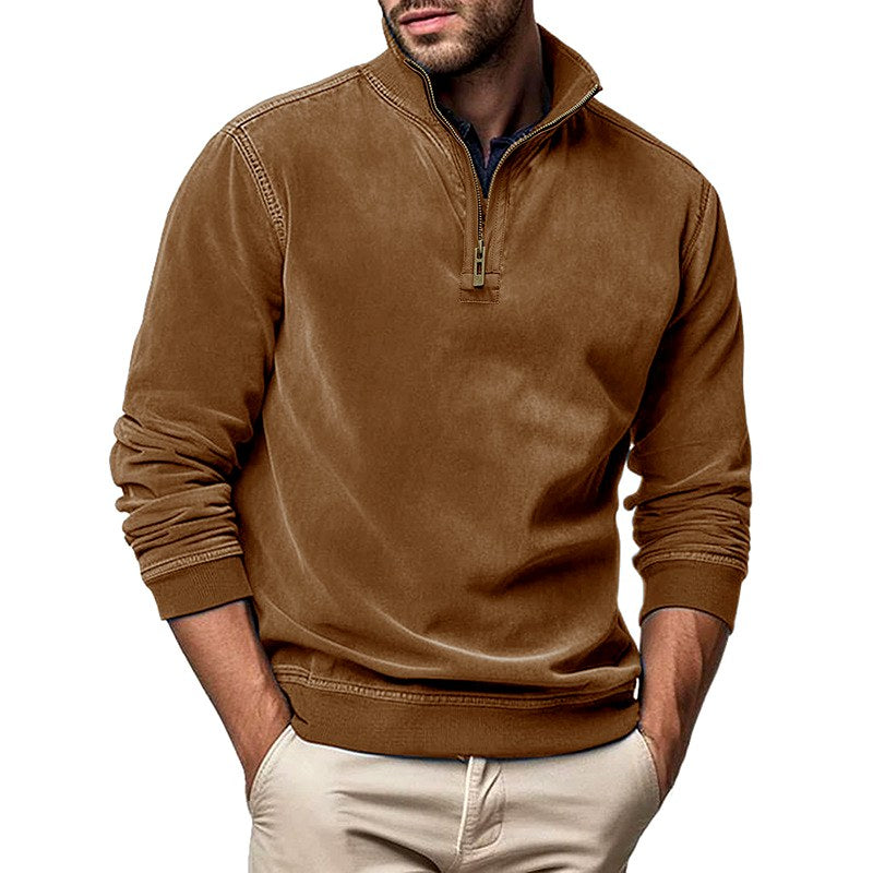 Edison - Men's Faux Suede Quarter-Zip Sweatshirt