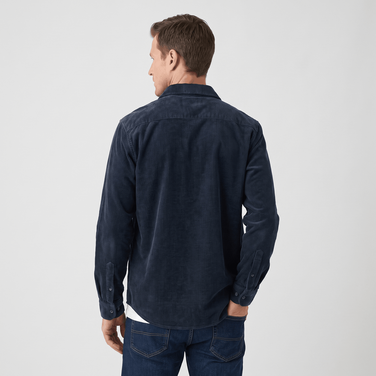 Fabian Washed Corduroy Shirt – Regular Fit Button-Up Single Chest Everyday Layering Top