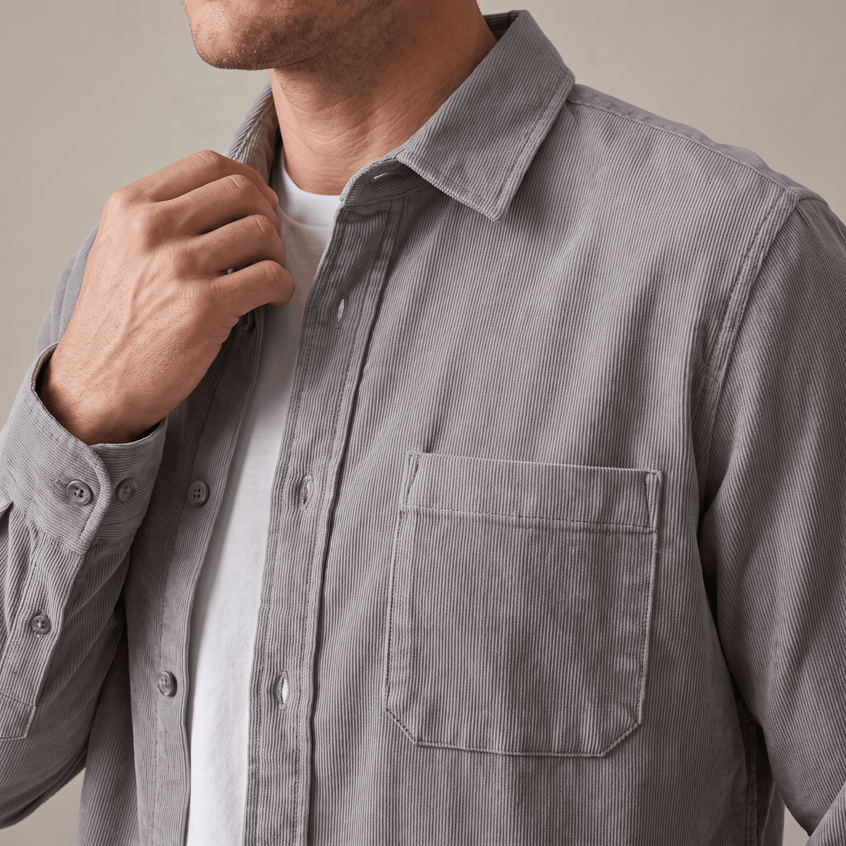 Fabian Washed Corduroy Shirt – Regular Fit Button-Up Single Chest Everyday Layering Top