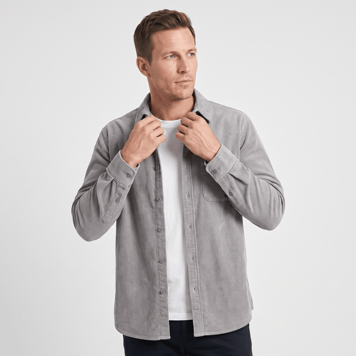 Fabian Washed Corduroy Shirt – Regular Fit Button-Up Single Chest Everyday Layering Top