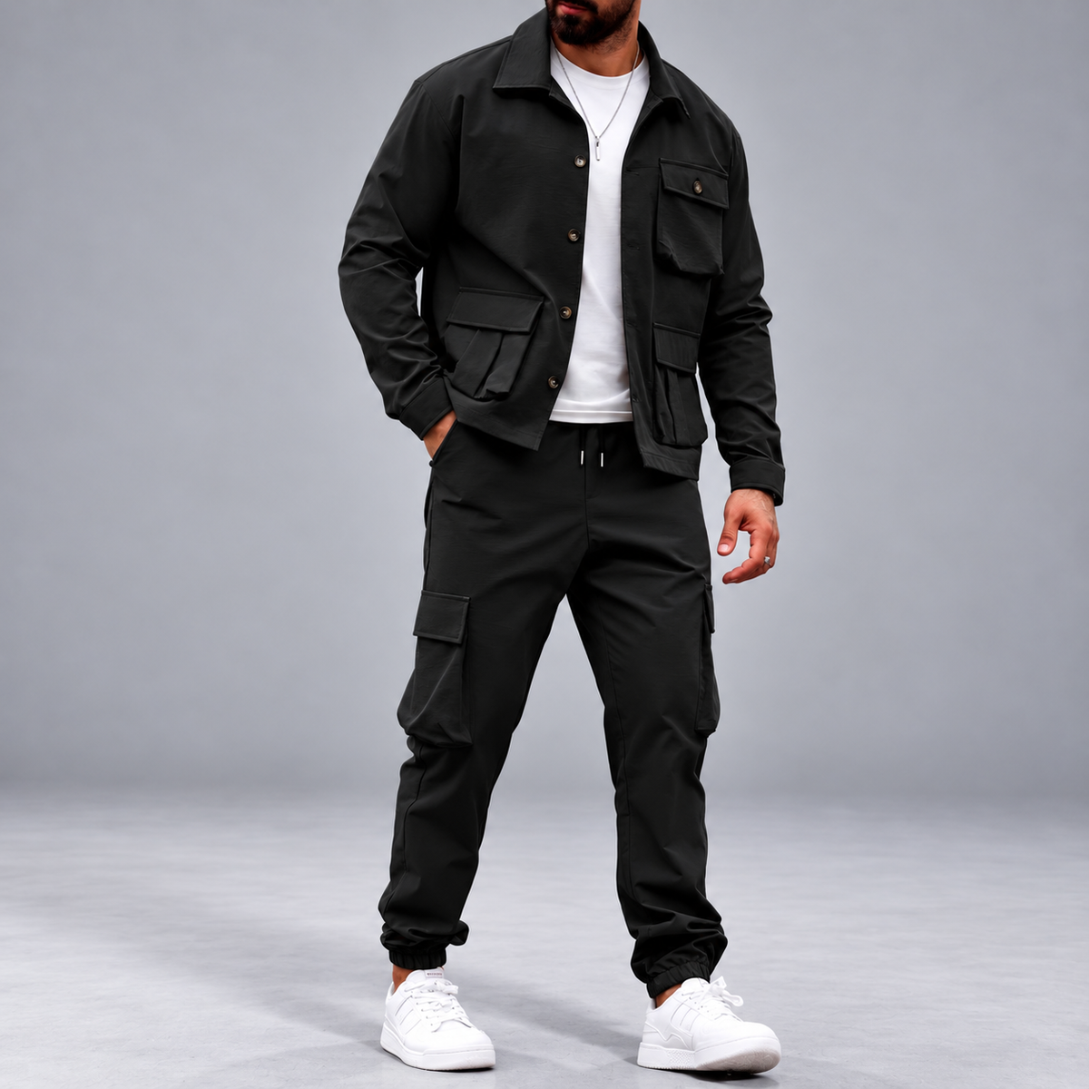 Felix - Men's Cargo Jacket and Joggers Two-Piece Set