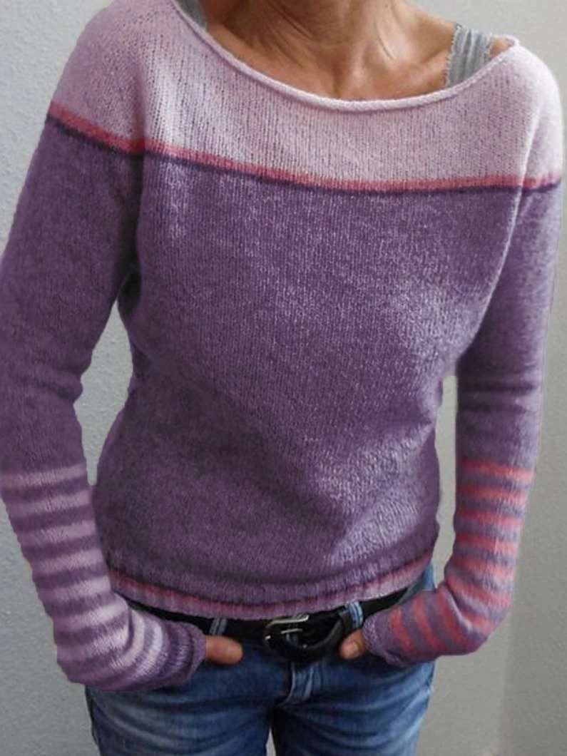 Damaris Contrast Shoulder Fine Knit Sweater