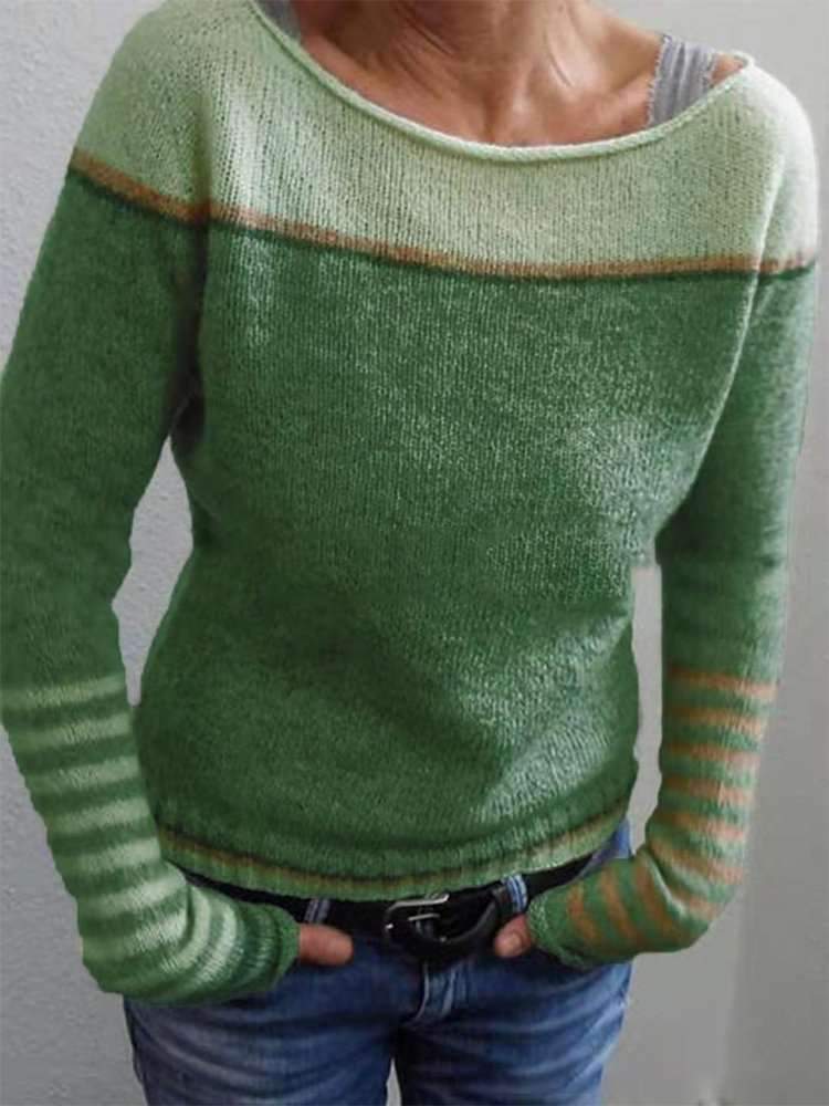 Damaris Contrast Shoulder Fine Knit Sweater