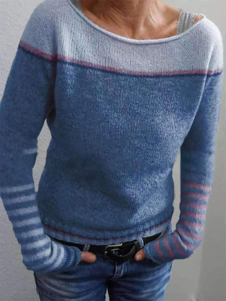 Damaris Contrast Shoulder Fine Knit Sweater