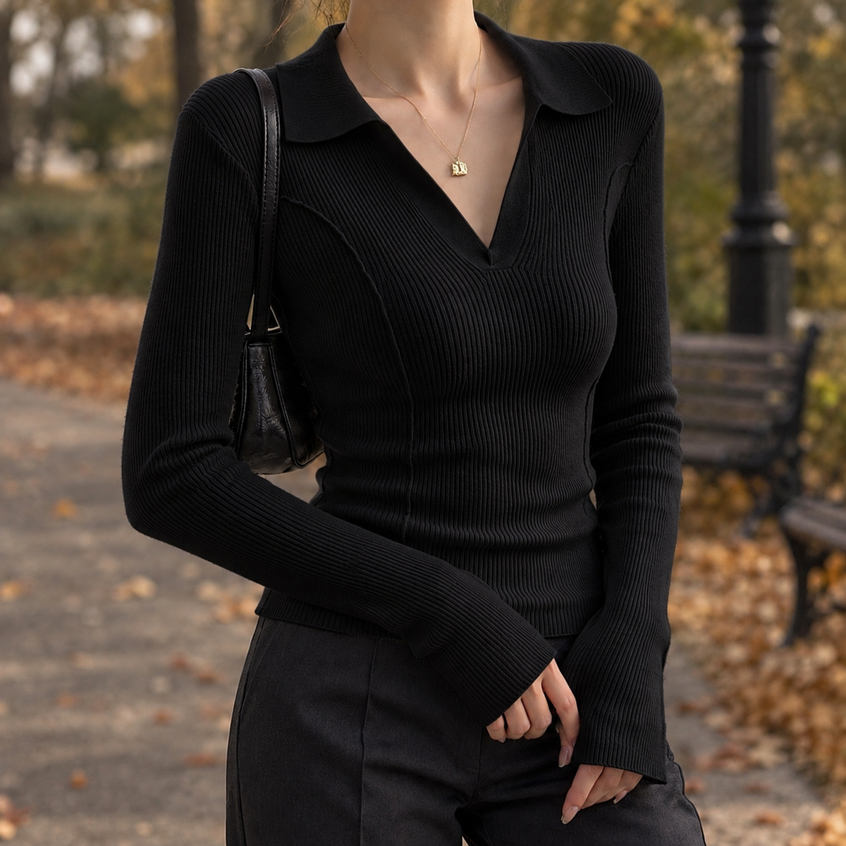 Winona-Lou Fitted Polo Collar Sweater