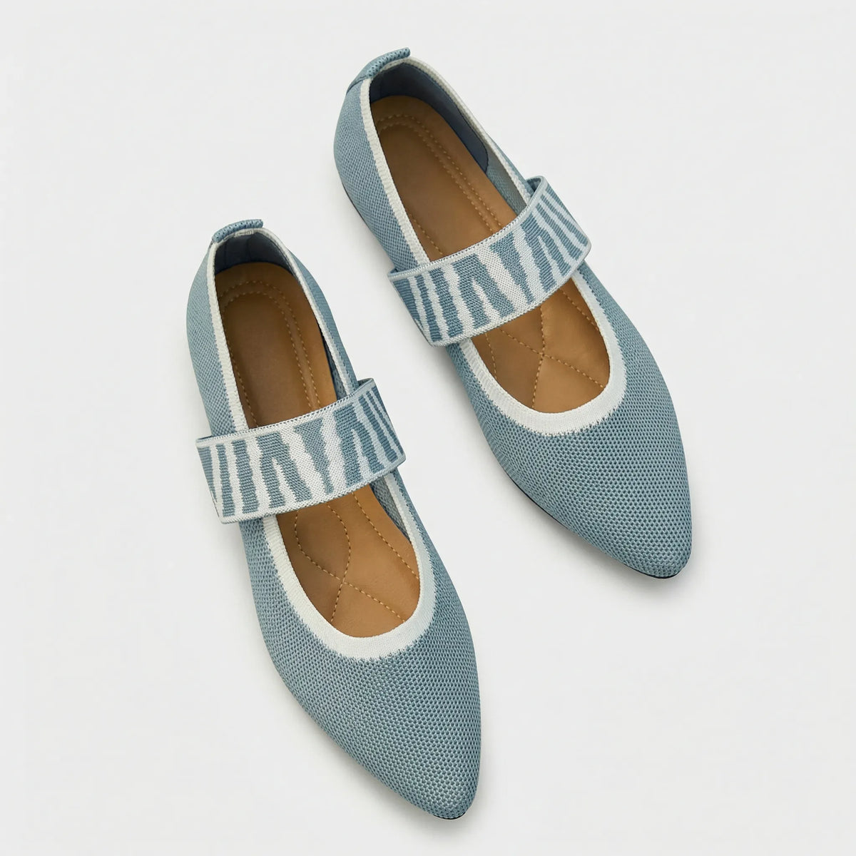 Women's Mary Jane Flats with Elastic Strap and Pointed Toe