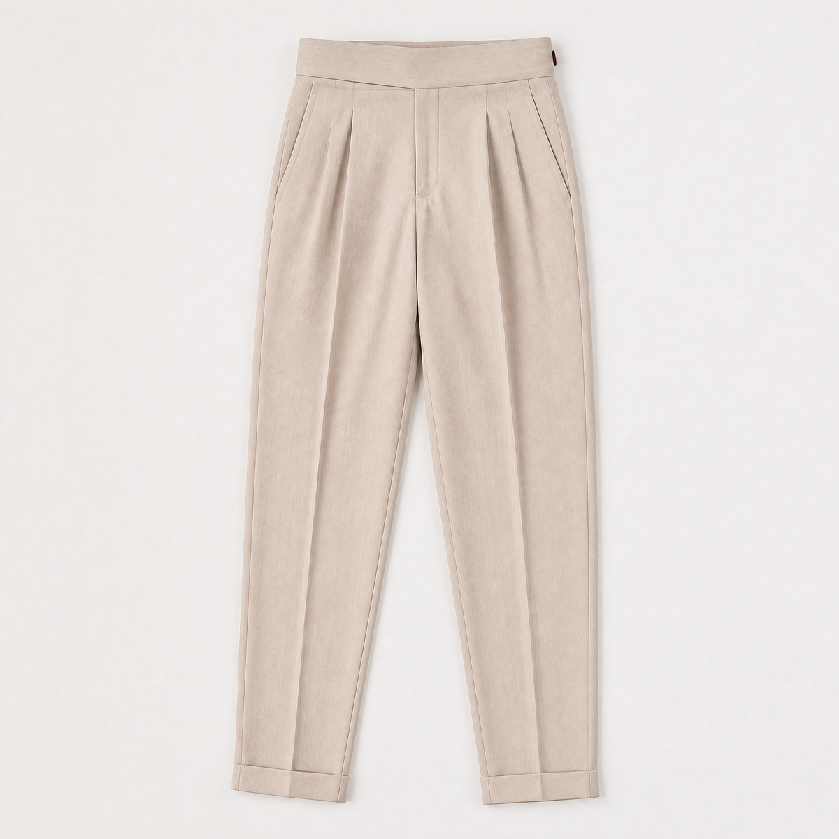 Men's Pleated Tapered Trousers with Cuffed Hem