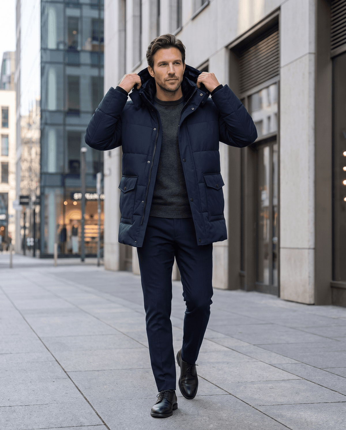 Fleece-Lined Winter Jacket for Men – Hooded, Full-Zip & Regular Fit | Kyle