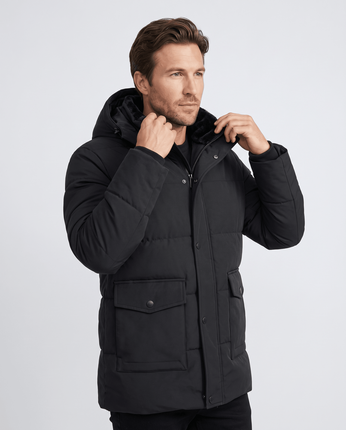 Fleece-Lined Winter Jacket for Men – Hooded, Full-Zip & Regular Fit | Kyle
