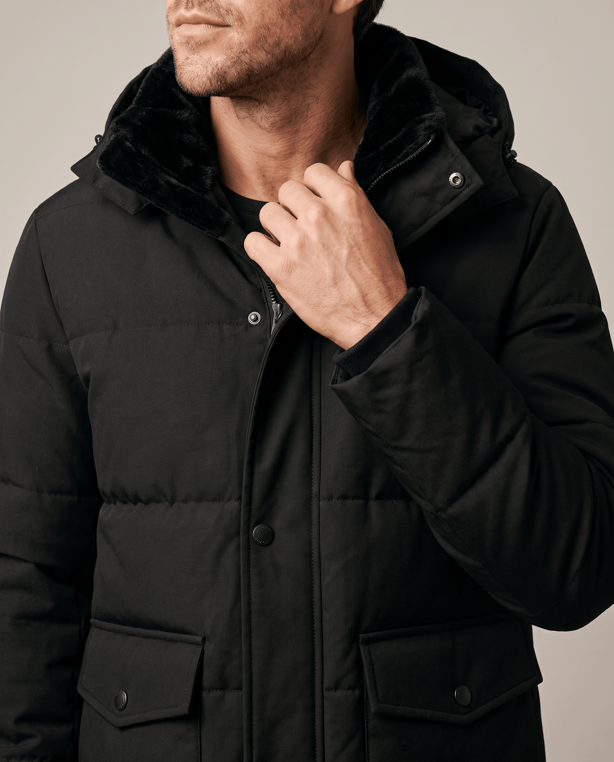 Fleece-Lined Winter Jacket for Men – Hooded, Full-Zip & Regular Fit | Kyle