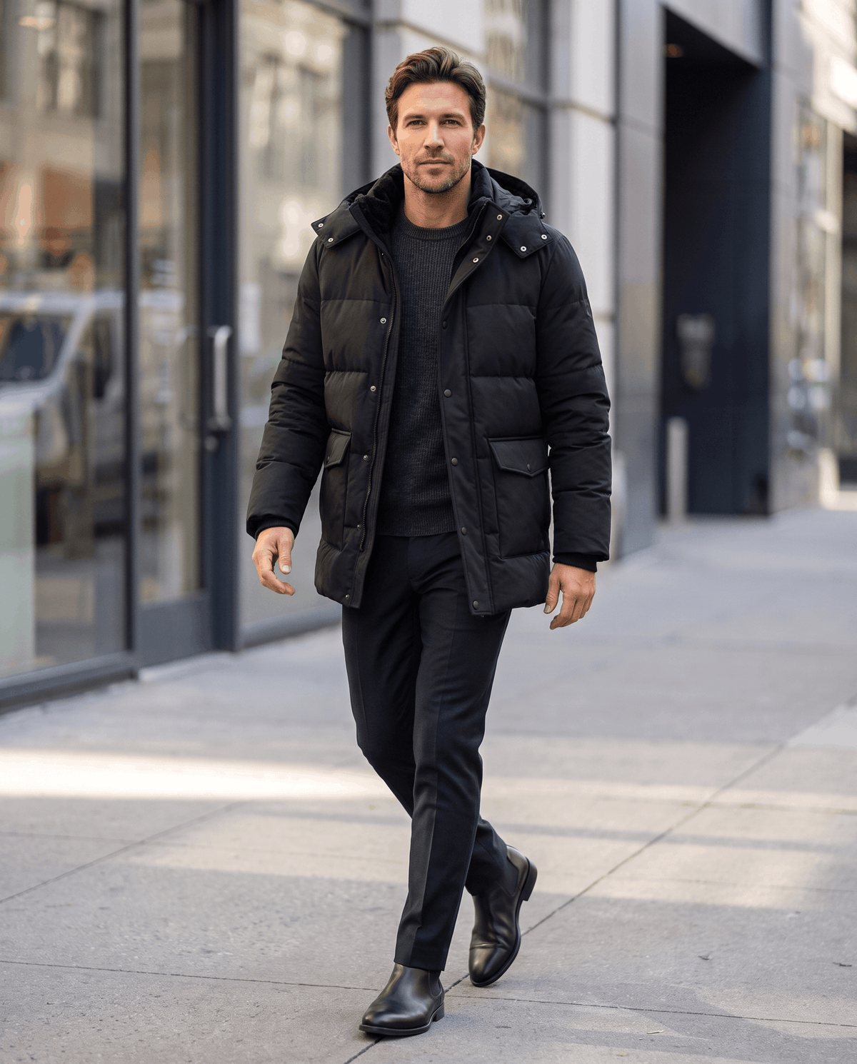Fleece-Lined Winter Jacket for Men – Hooded, Full-Zip & Regular Fit | Kyle