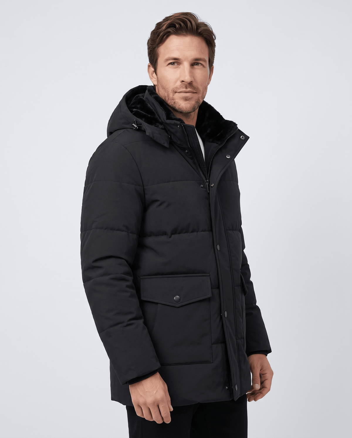 Fleece-Lined Winter Jacket for Men – Hooded, Full-Zip & Regular Fit | Kyle