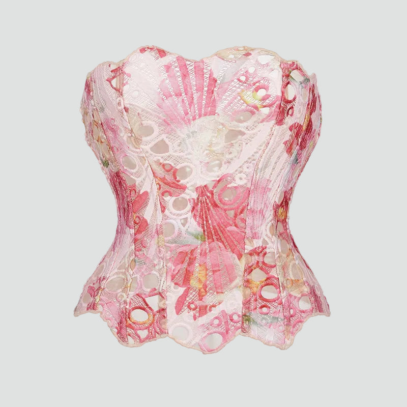 Women's Elegant Strapless Lace Bustier Top with Corset Inspired Silhouette – Fitted Sleeveless Style for Summer and Evening Wear