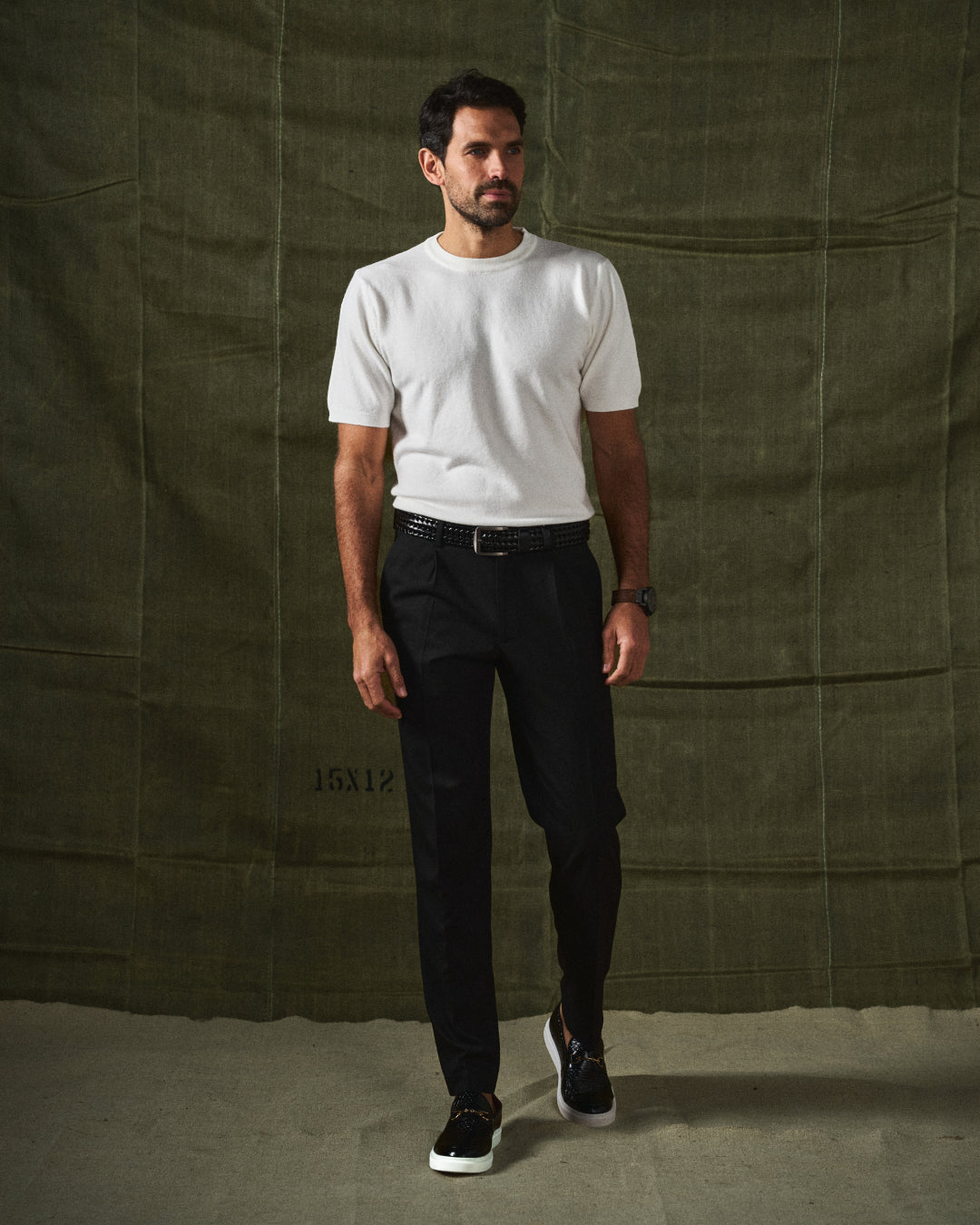 Men's Textured Loafers with Metal Bit Detail