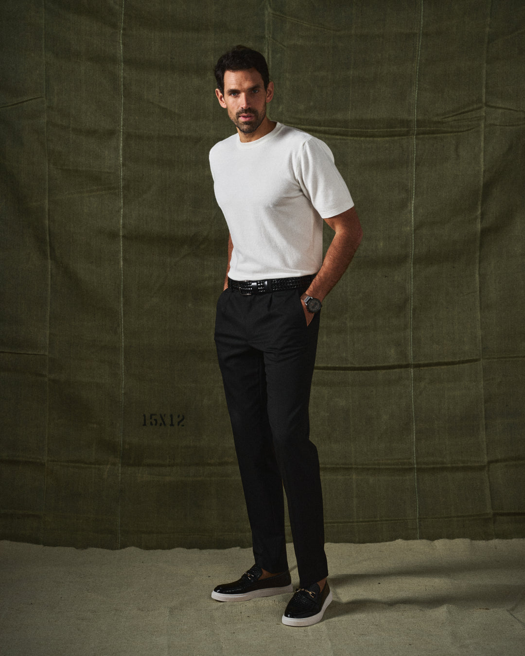 Men's Textured Loafers with Metal Bit Detail