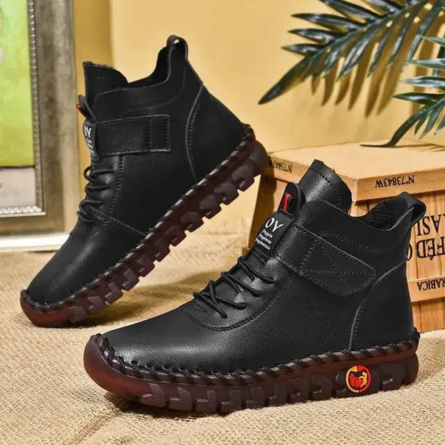 Women's Lace-Up Ankle Boots with Rubber Sole