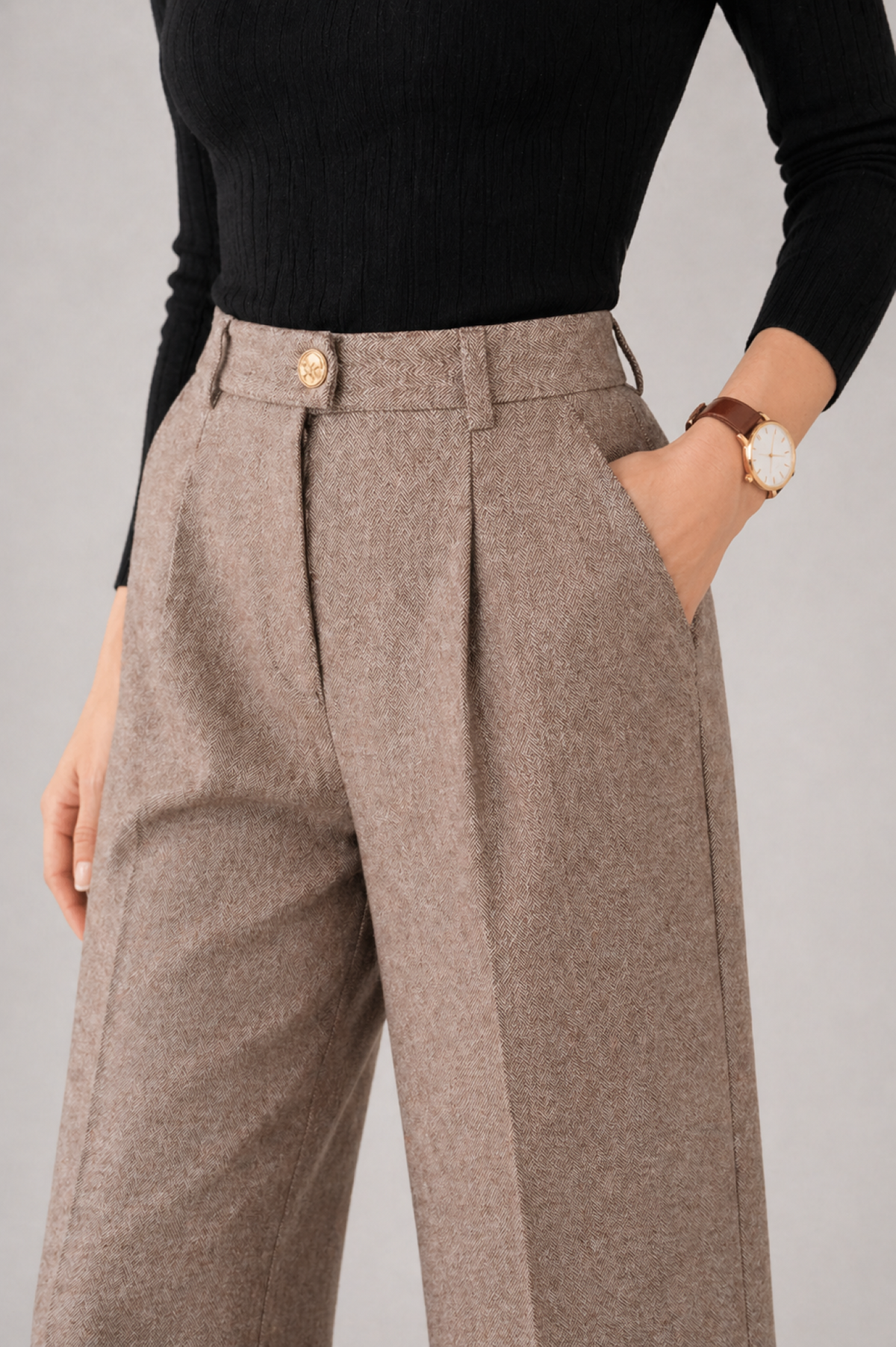 Women’s High-Waisted Straight-Leg Tailored Trousers