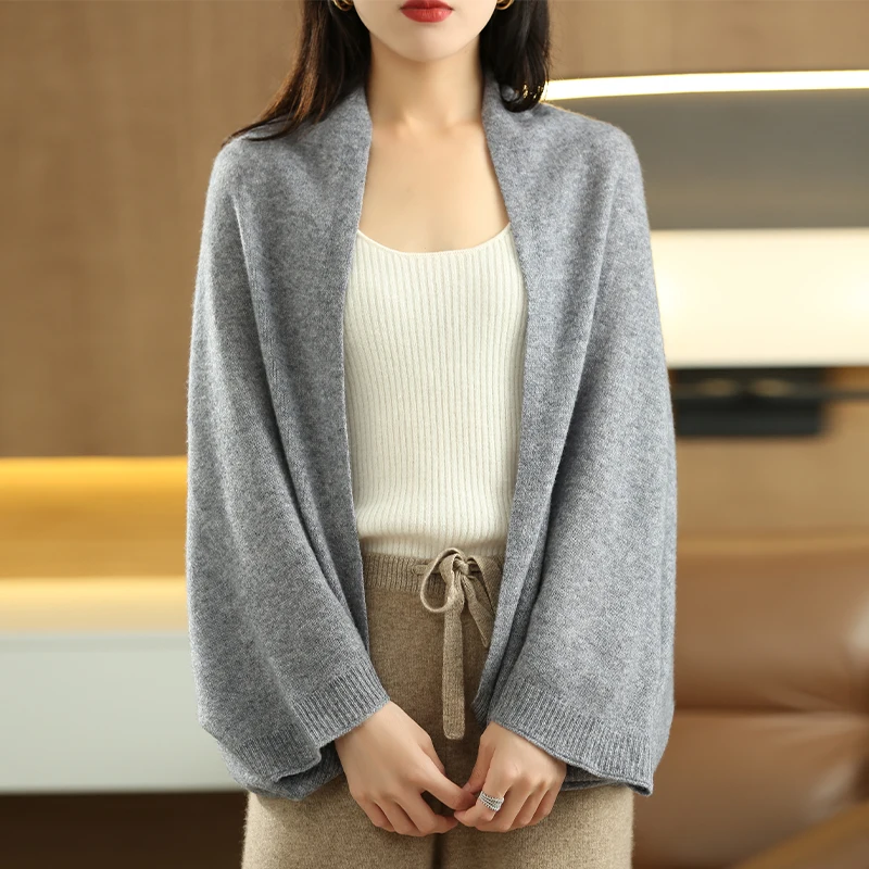 Women's Soft Knit Cardigan with Scarf