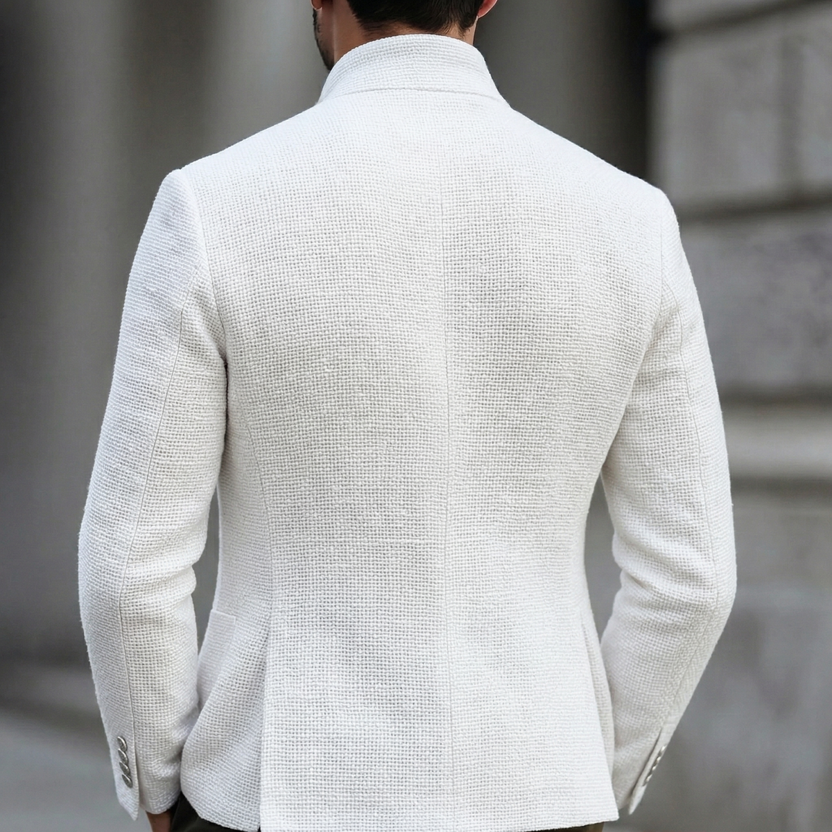 Men's Textured Stand-Collar Blazer