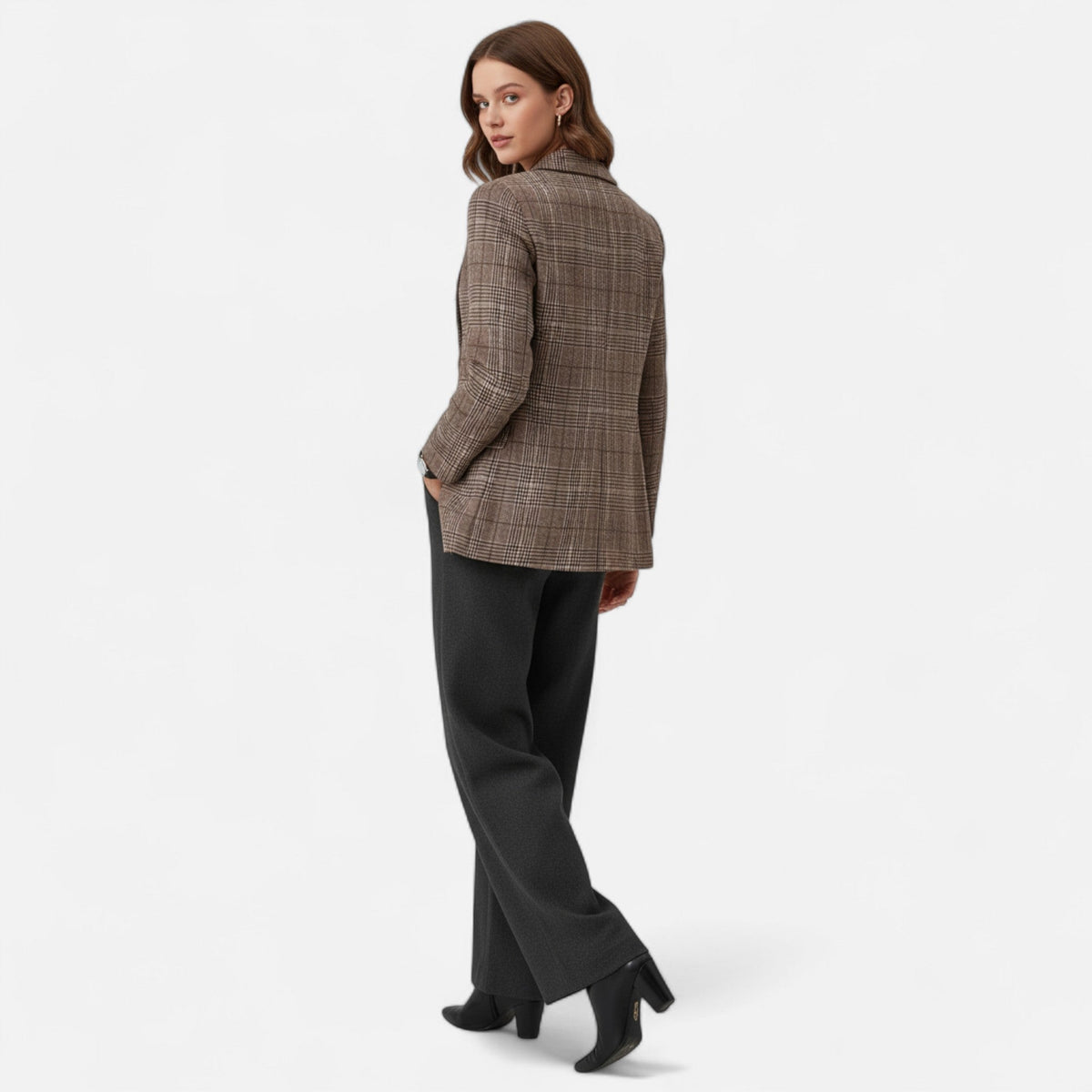 Women's Single Breasted Plaid Blazer
