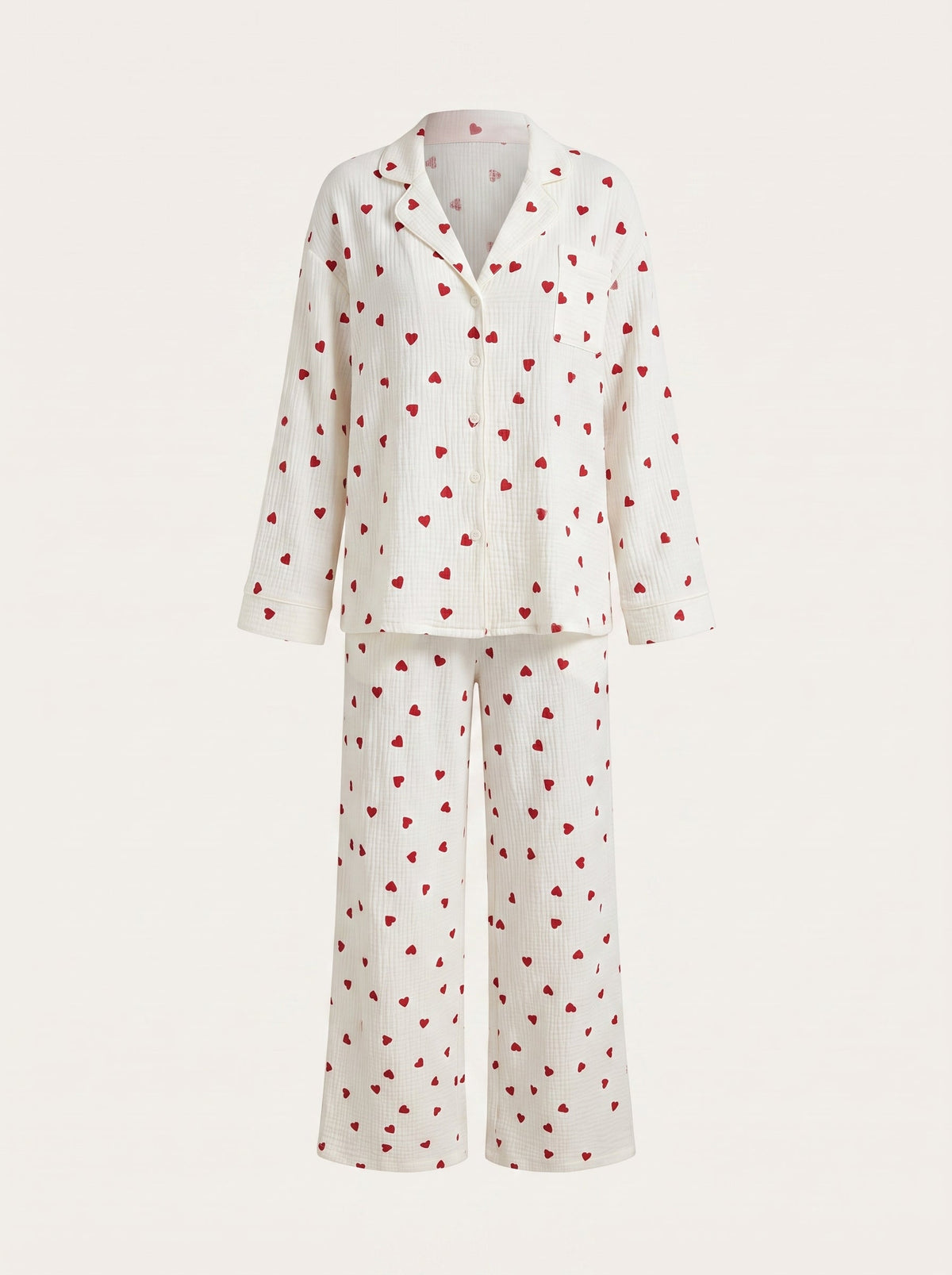 Women’s Heart Print Long Sleeve Pyjama Set