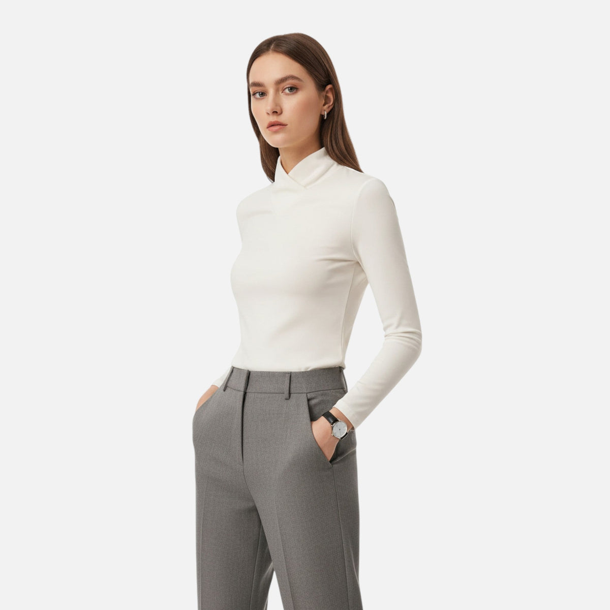 Women’s Wrap Neck Long Sleeve Top