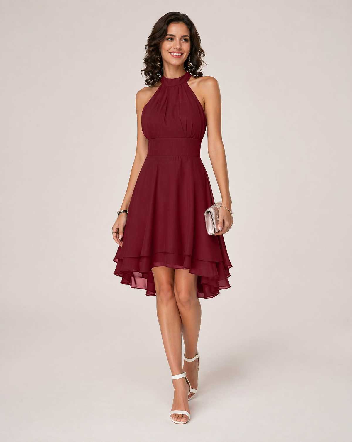 Women’s Halter Neck Fit & Flare Midi Dress