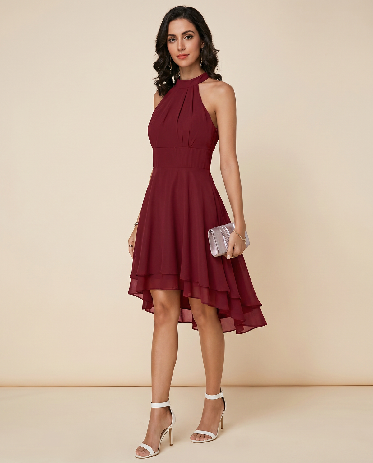 Women’s Halter Neck Fit & Flare Midi Dress