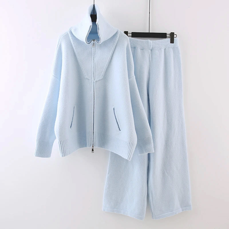 Gianna - Women's Zip-Up Knit Lounge Set