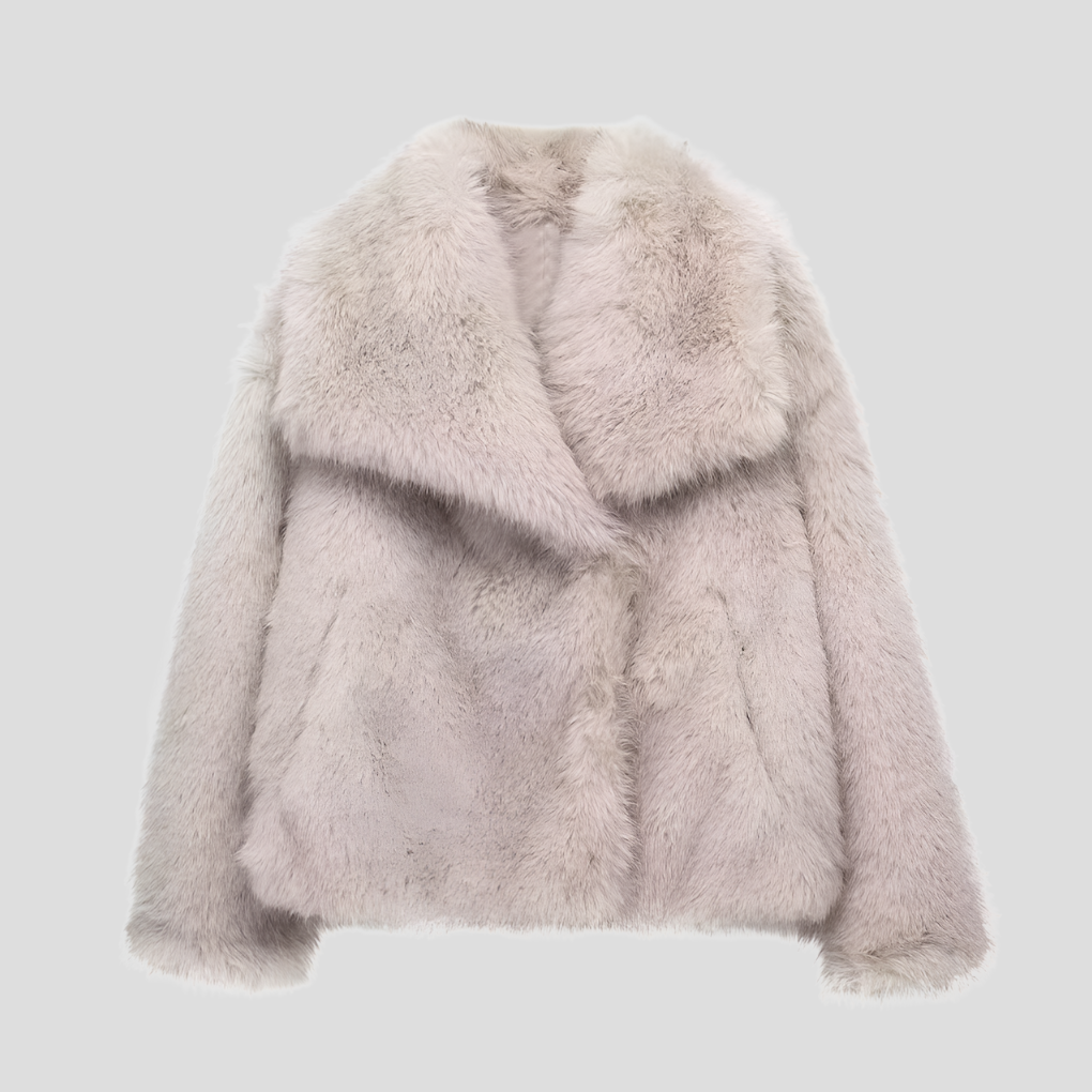 Women’s Faux Fur Jacket with Oversized Collar