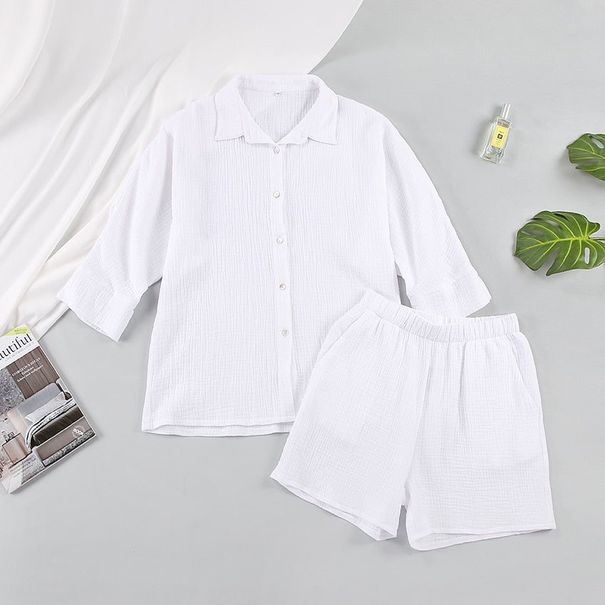 Women's Soft Cotton Pyjama Set | Button-Up Short Set