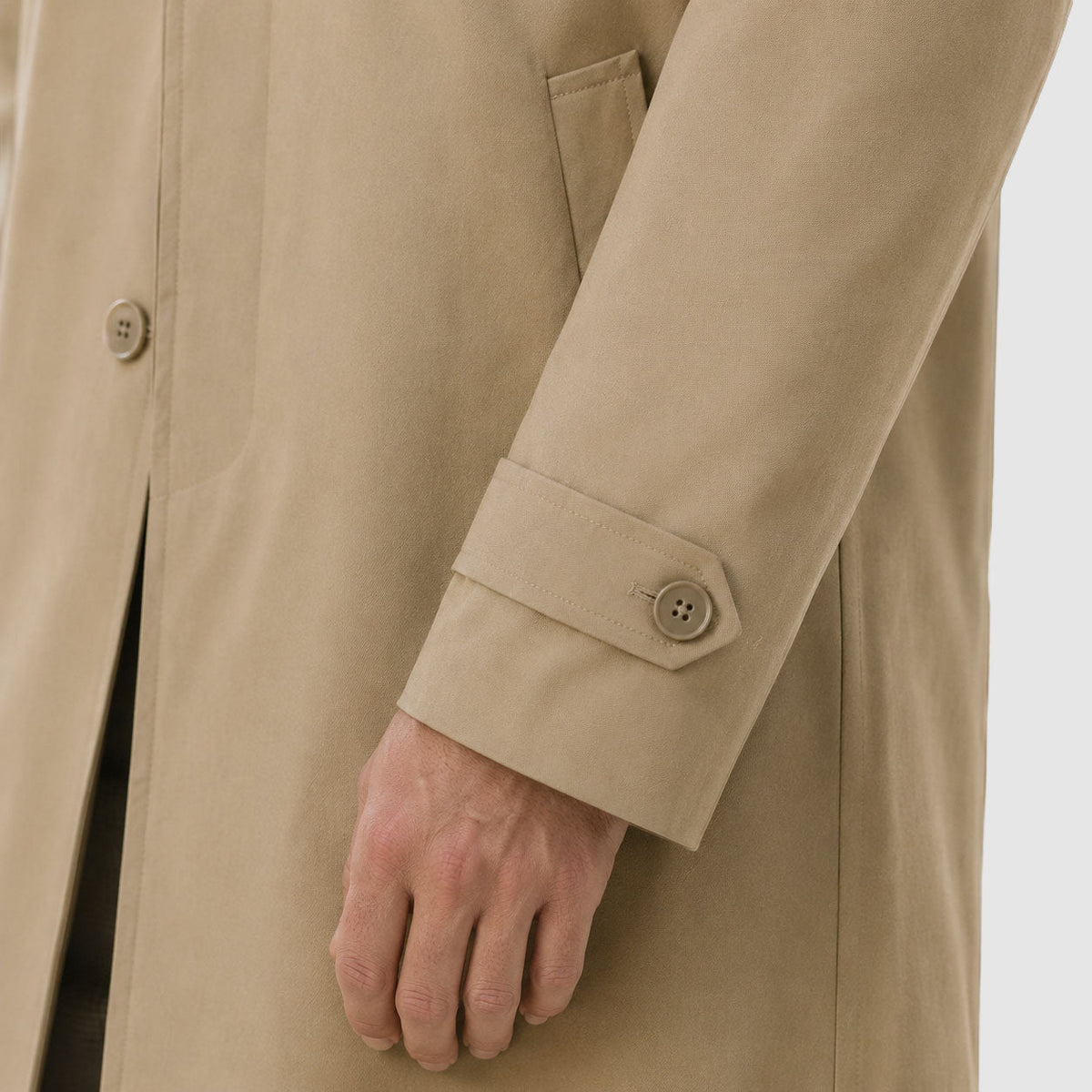 Harlan - Men's Single-Breasted Button-Front Trench Coat