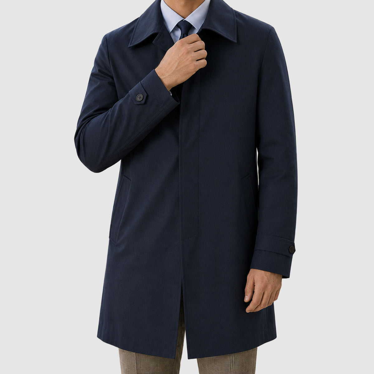 Harlan - Men's Single-Breasted Button-Front Trench Coat