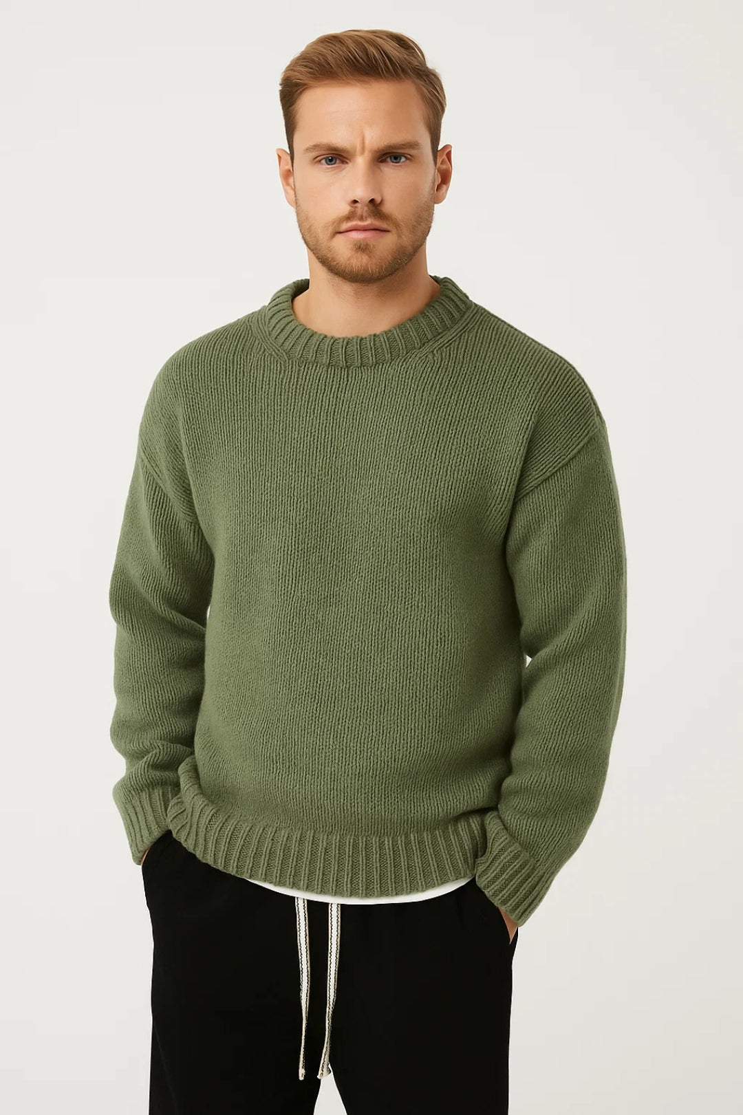 Men's Relaxed Fit Crew Neck Knitted Jumper