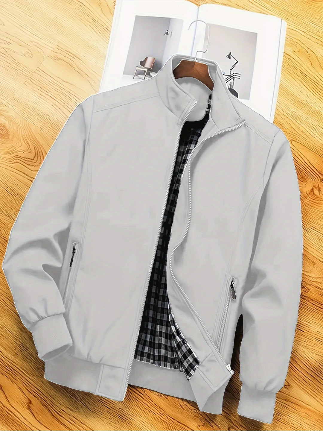 Men's Lightweight Jacket with Stand Collar