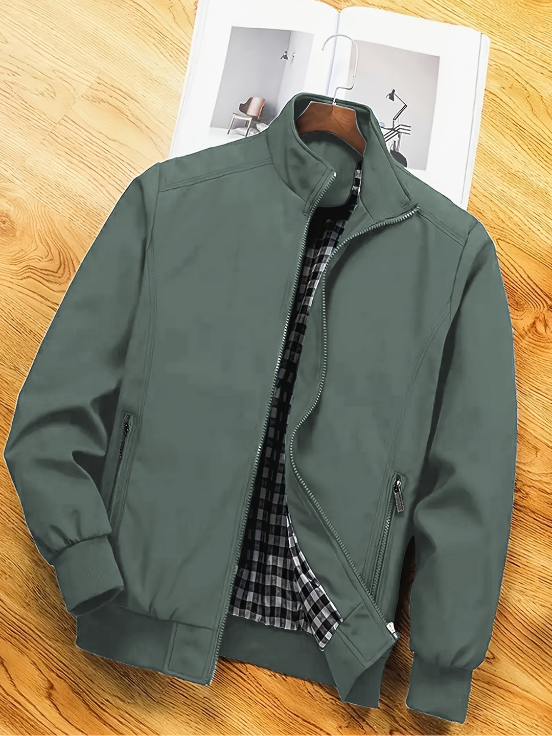 Men's Lightweight Jacket with Stand Collar