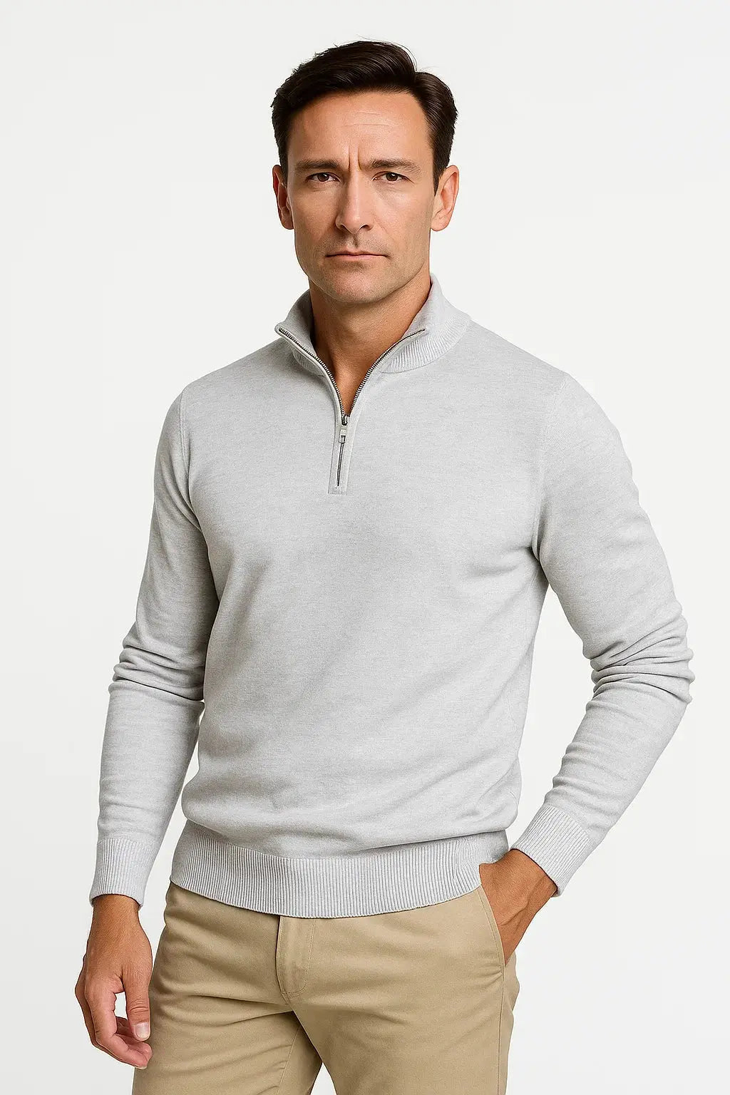 Men’s Quarter Zip Cotton Blend Jumper