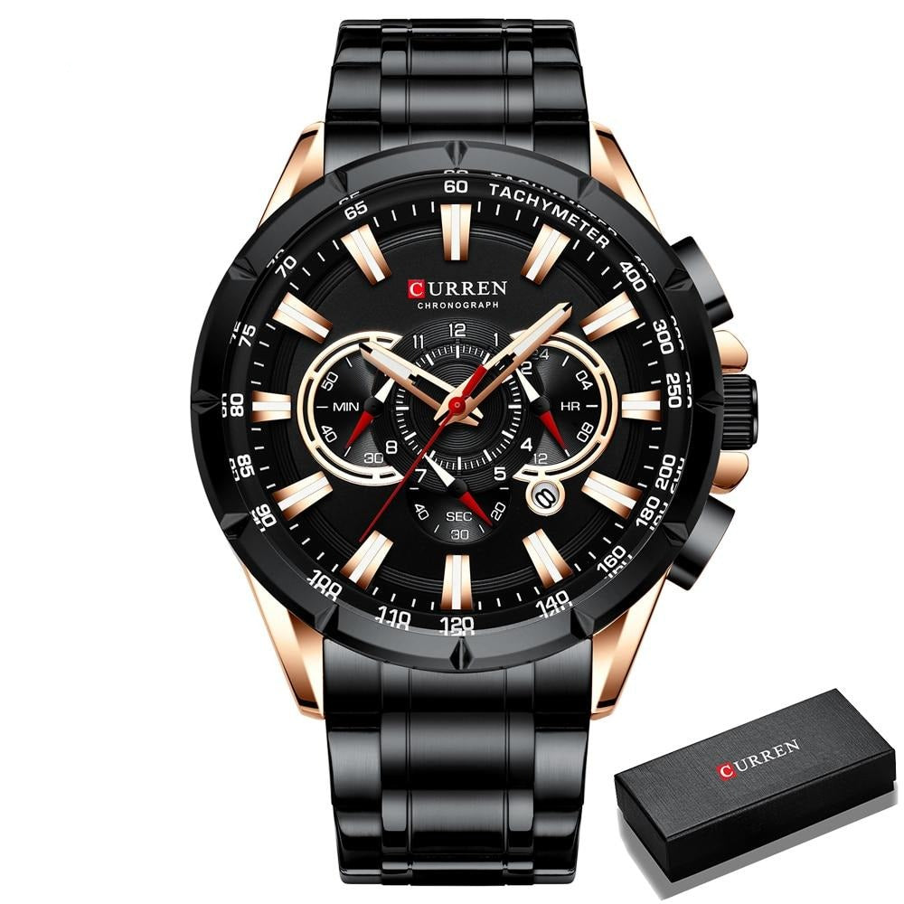 Curren 3 Dial Chronograph Luxury Wristwatch