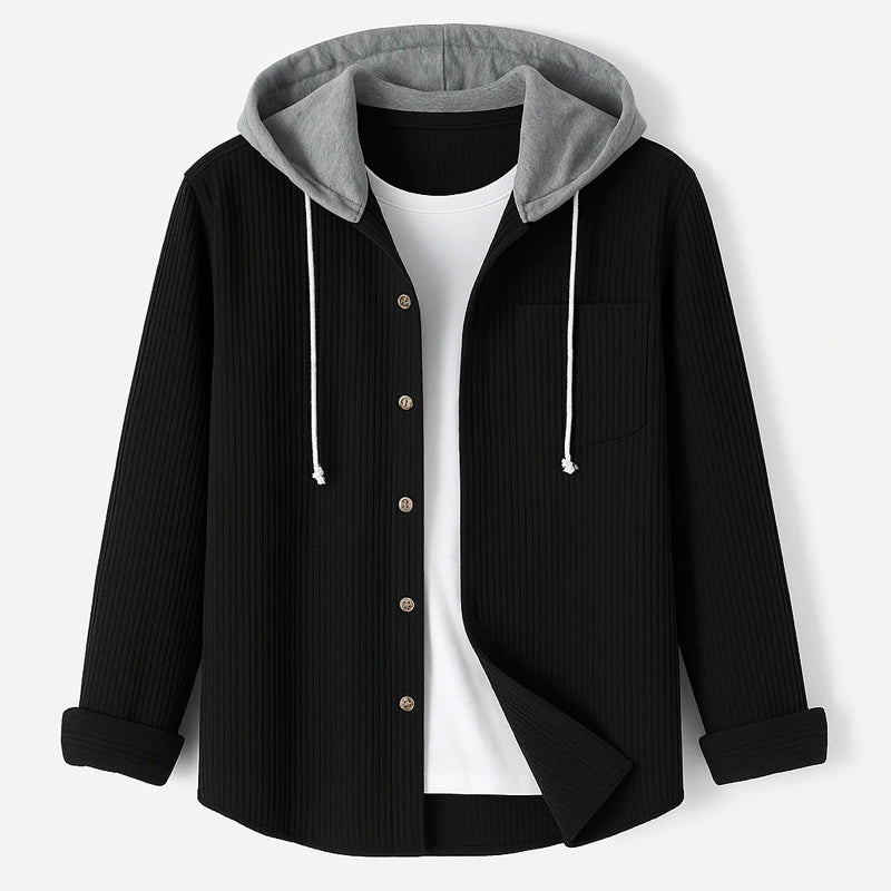 CORDUROY SHIRT WITH HOOD