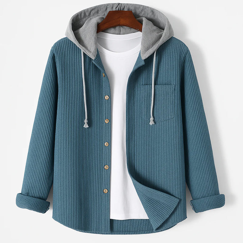 CORDUROY SHIRT WITH HOOD