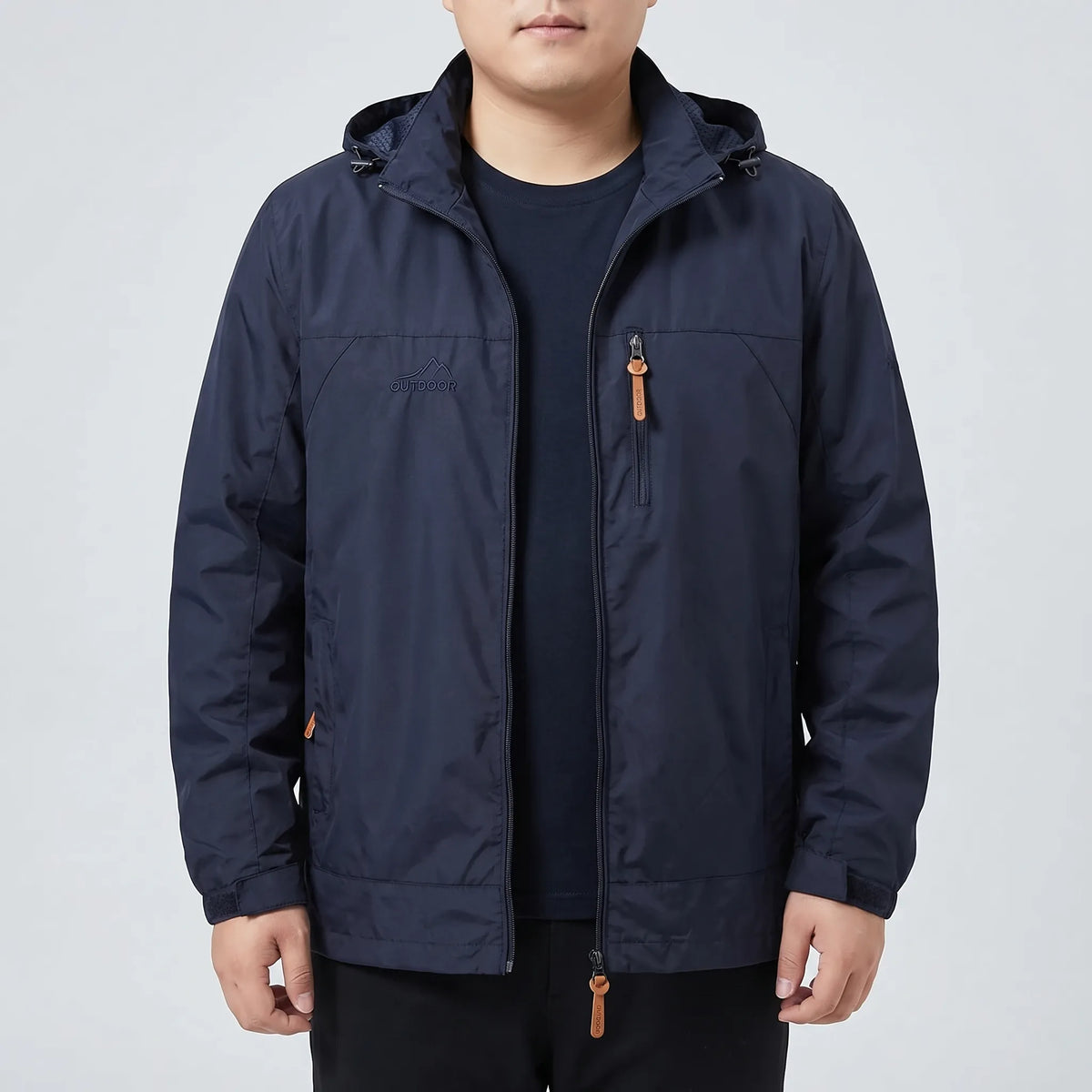 Men's Lightweight Waterproof Jacket with Adjustable Hood