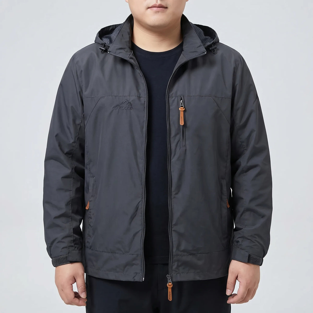 Men's Lightweight Waterproof Jacket with Adjustable Hood
