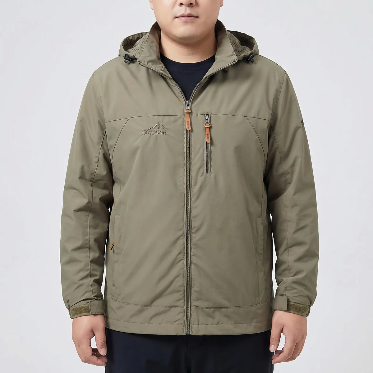 Men's Lightweight Waterproof Jacket with Adjustable Hood