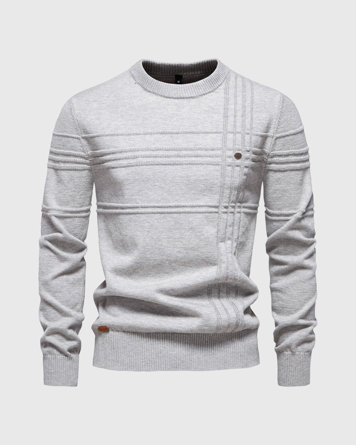 Marcus Cotton Knit Sweater – Crosshatch Crew Neck Pullover