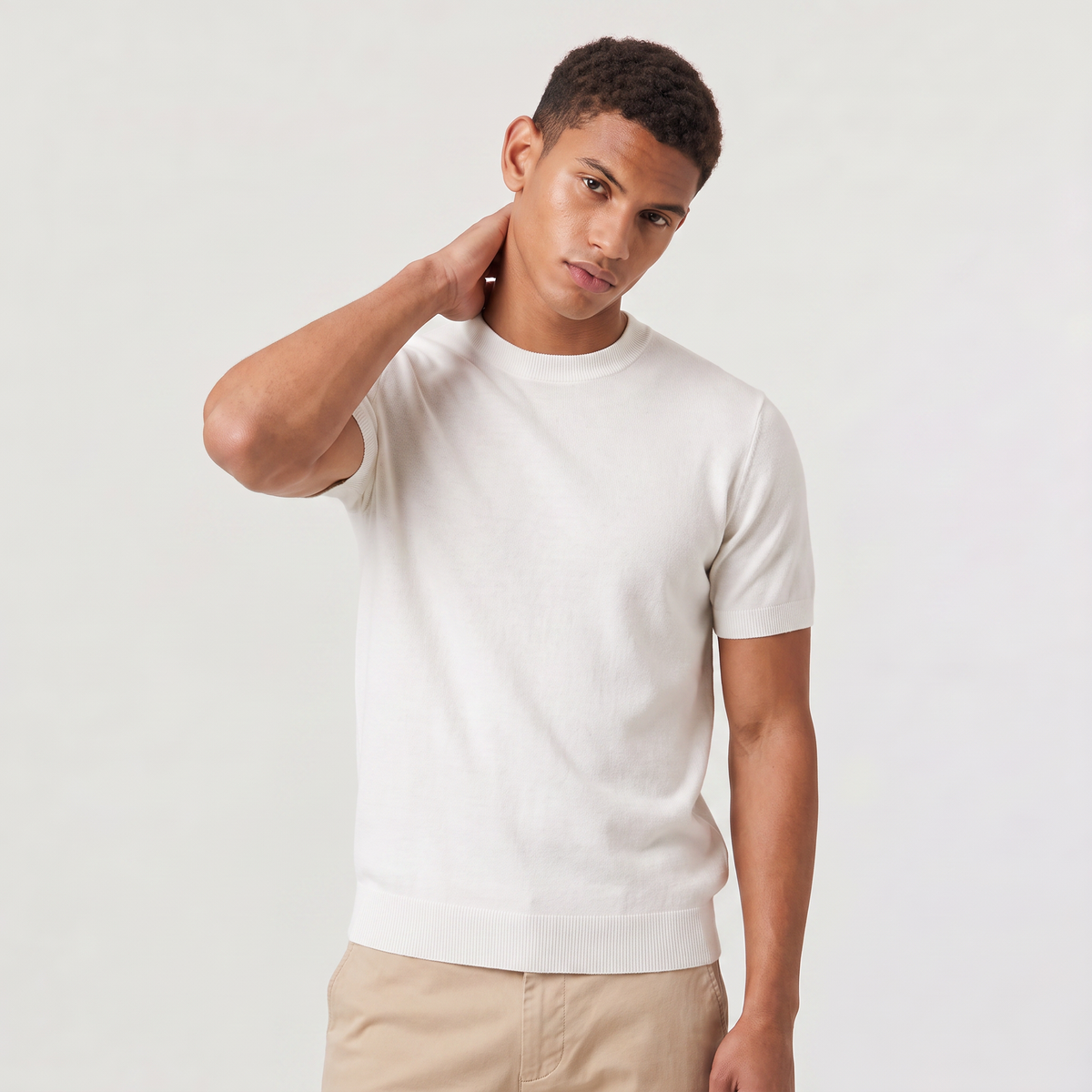 Men's Fine Knit Crew Neck T-Shirt