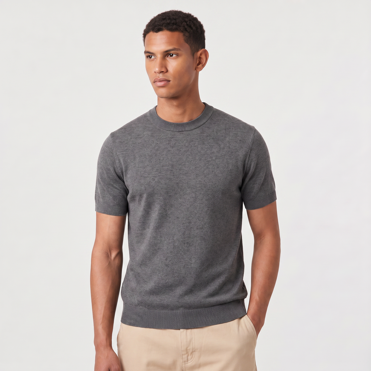 Men's Fine Knit Crew Neck T-Shirt