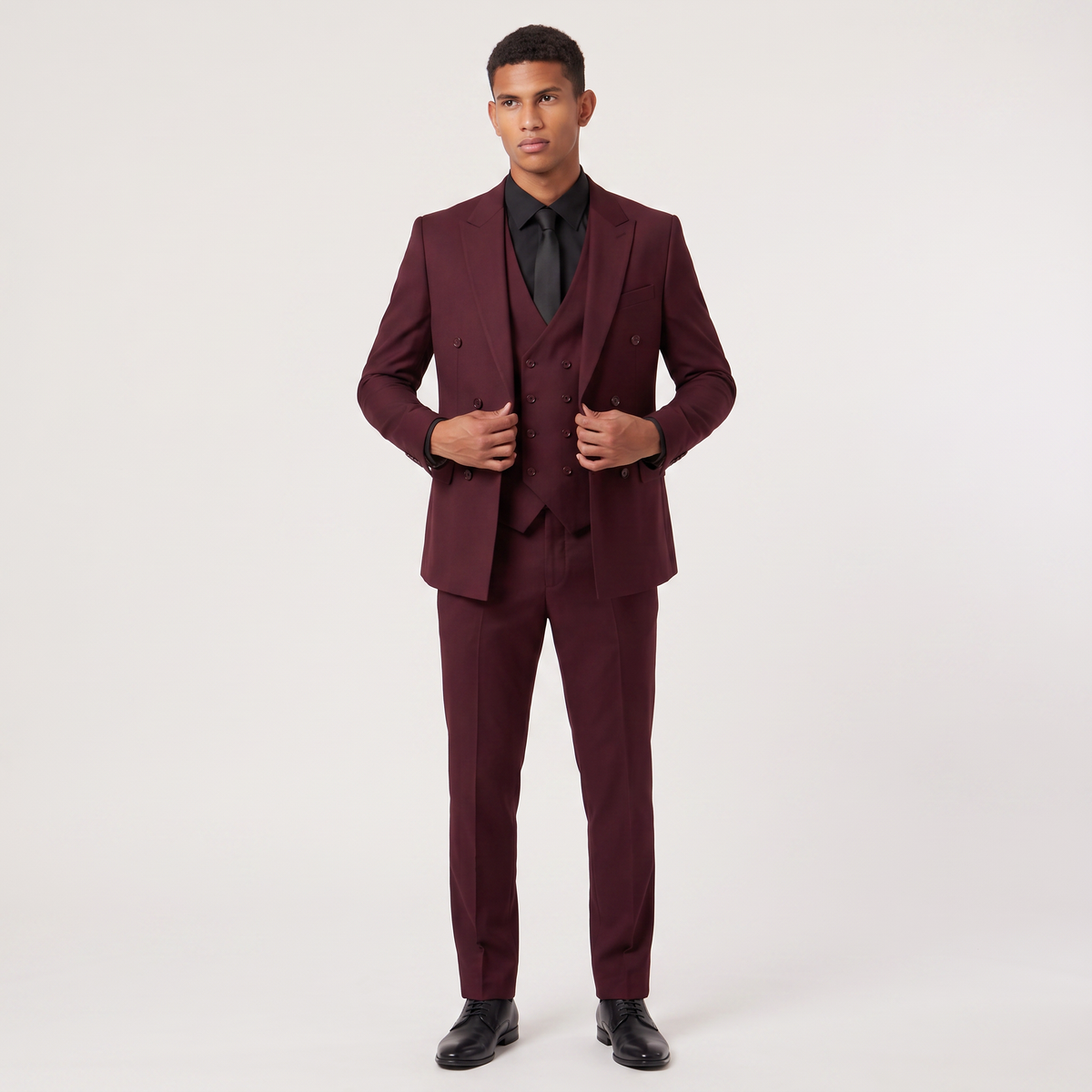 Men's Slim Fit Three-Piece Suit | Double-Breasted Blazer & Waistcoat